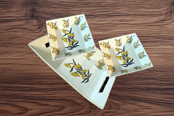 Dining Table Service Tray Set of 2 pcs. –Sun Flower all over - 100% Cotton Cloth