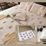 Premium Hand block Printed Yellow Floral Bed room Set of 6 Pieces