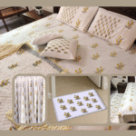 Premium Hand block Printed Yellow Floral Bed room Set of 10 Pieces
