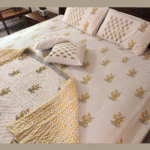 Hand block Printed Jaipuri Floral Mulmul Cotton Quilt / Razai for Double Bed