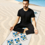 Premium Hand block Printed Yoga Mat - Poppy Blue