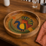 Royal Peacock Round Wooden Tray - Image 6