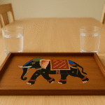 Royal Elephant Rectangular Wooden Tray