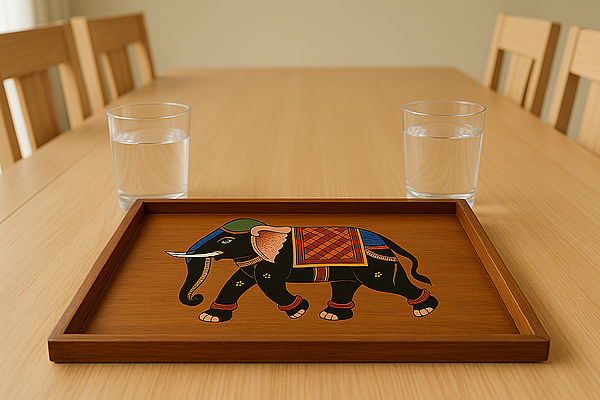 Royal Elephant Rectangular Wooden Tray