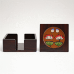 Hand-Painted Wooden Coaster Set – Lotus Charm (Set of 4) - Image 4