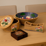 Hand-Painted Wooden Coaster Set – Lotus Charm (Set of 4) - Image 5
