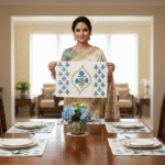 100% Cotton Canvas Table Placemat  – Poppy Blue MG
