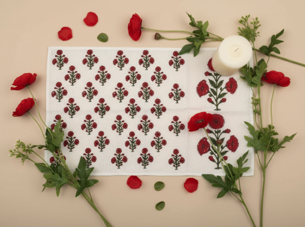 100% Cotton Canvas Table Placemat  – Poppy Red AO