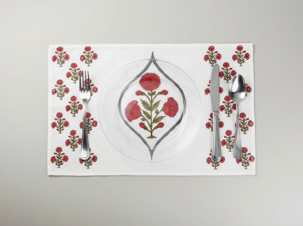 100% Cotton Canvas Table Placemat  – Poppy Red OG