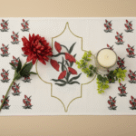 100% Cotton Canvas Table Placemat  – Red Floral OG