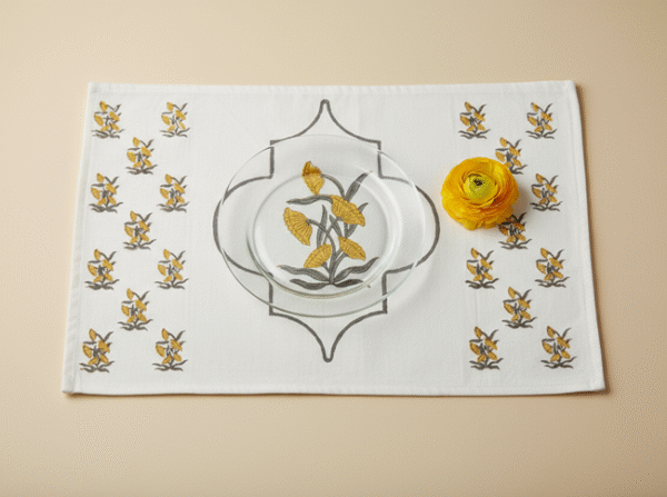 100% Cotton Canvas Table Placemat  – Yellow Floral MG