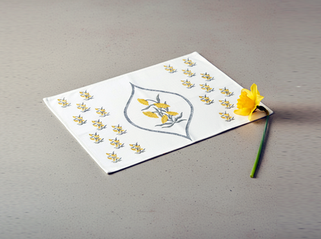 sfy.og.01 100% Cotton Canvas Table Placemat – Yellow Floral OG - Image 1